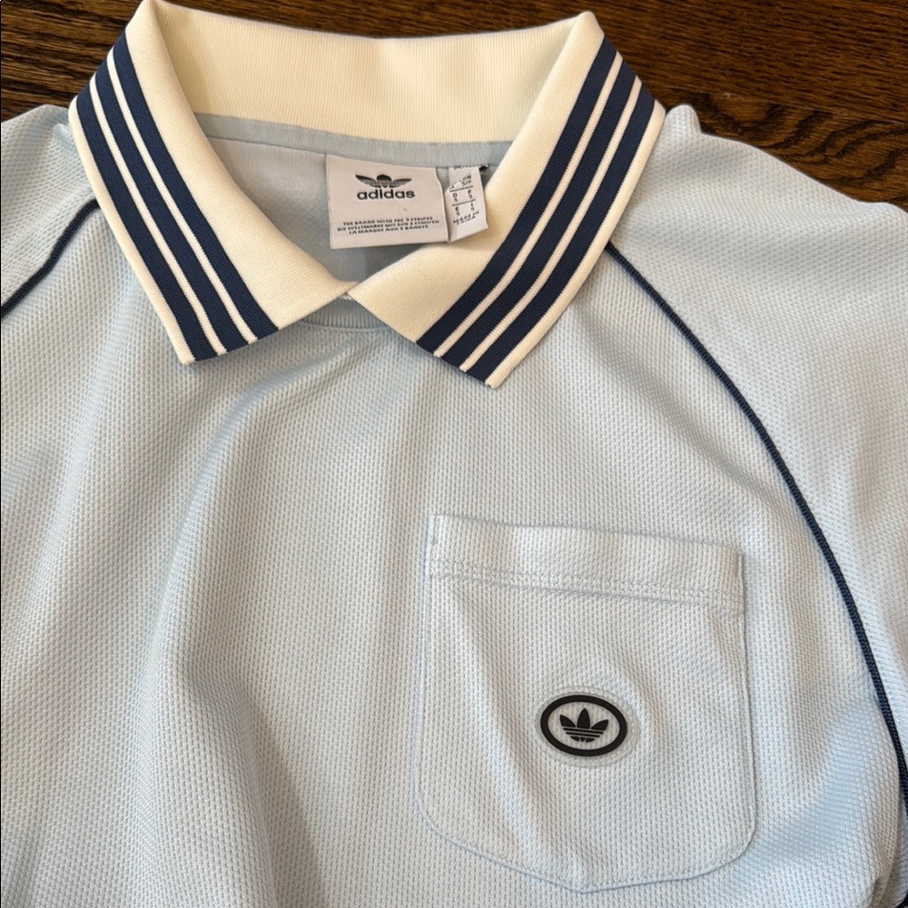 Adidas Blue Polo Shirt Classic Design - Picture 2 of 3